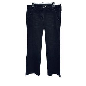 New York & Company Platinum Black Wide Leg Black Trouser Style Jeans Women's 14